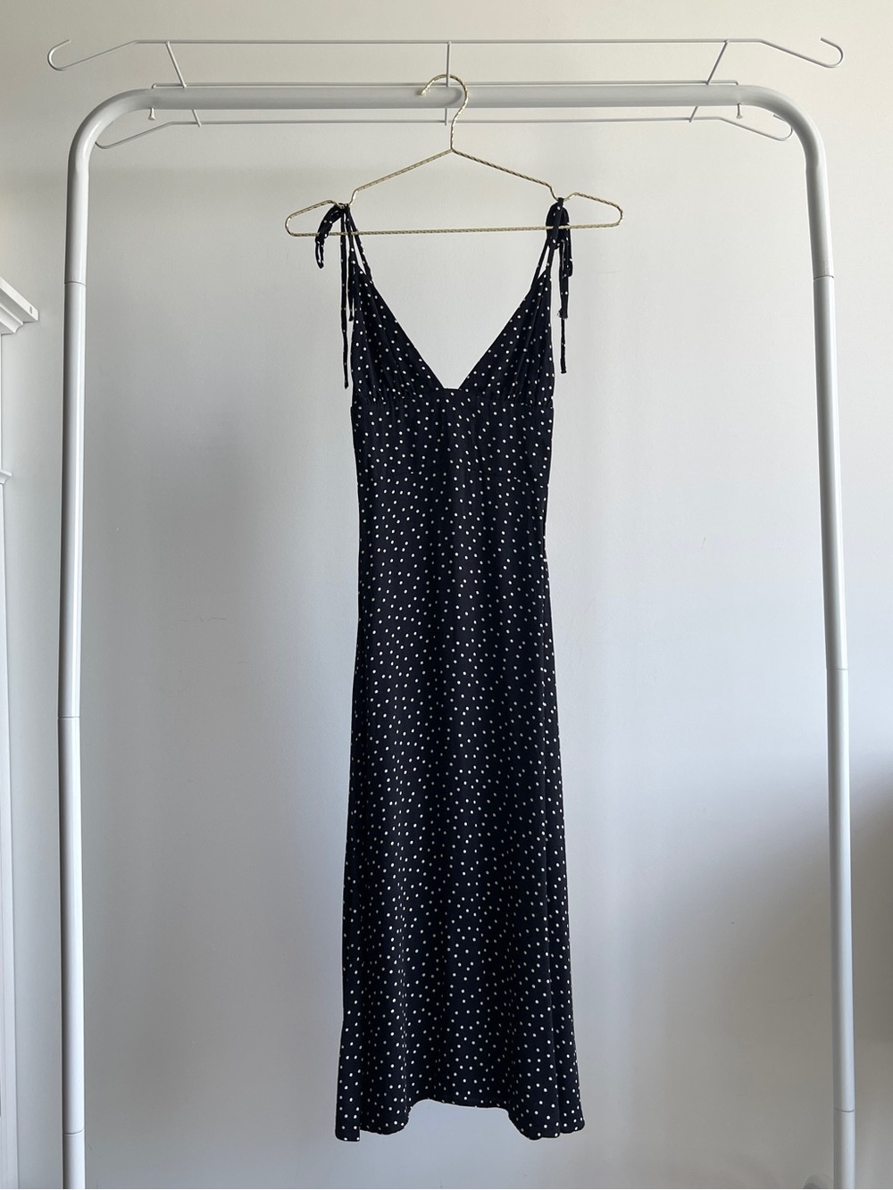 Reformation Black Polka Dot Midi Dress